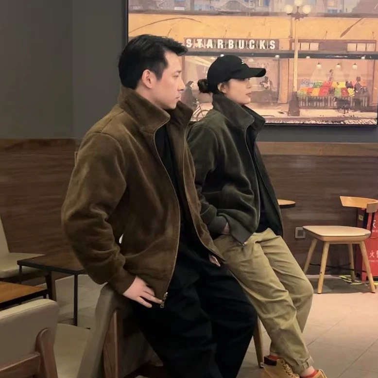 GuuRest【纯棉 双面穿棉服】冬季男款外套加绒加厚复古休闲保暖棉衣