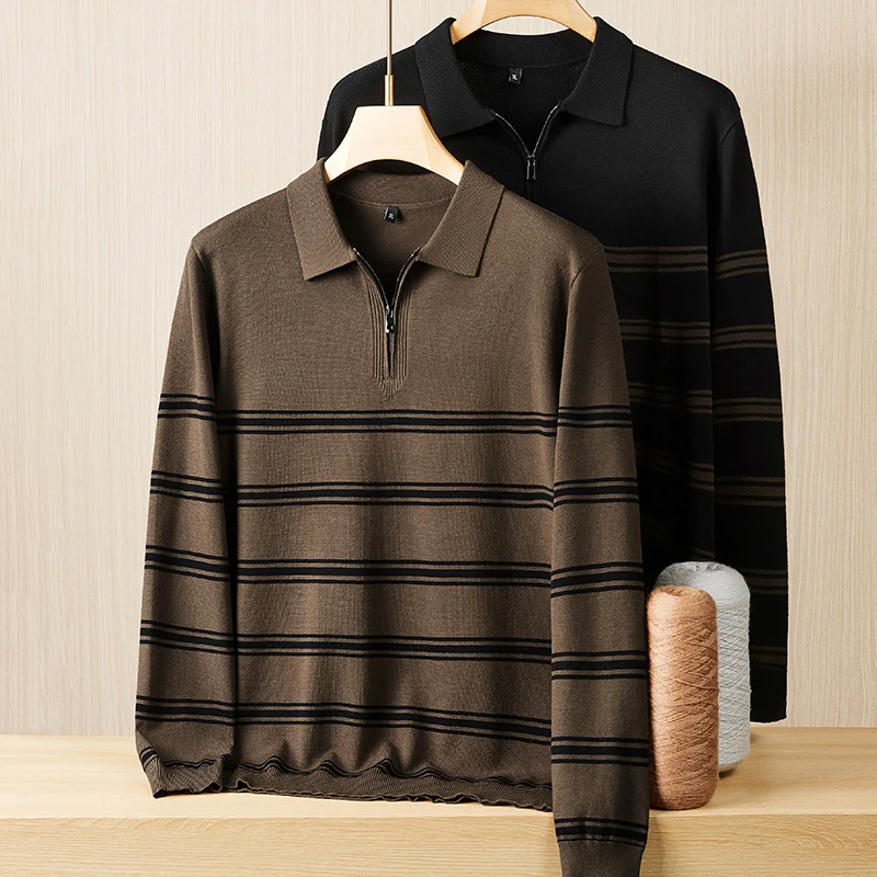 加大码软弹拉链领毛衫胖子长袖针织衫200斤大码男士春秋翻领毛衣