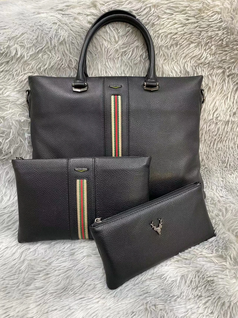 买一送三 买12522-4送12522-1/125015 加肩带男士商务黑色牛皮包