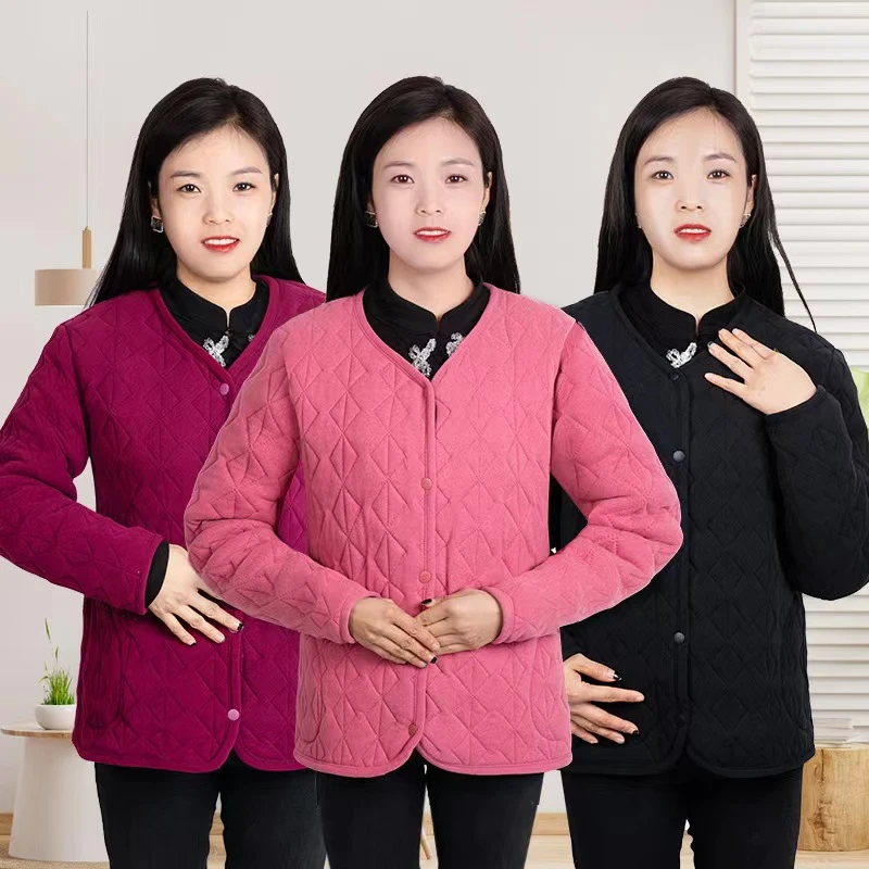 新款德容亲肤保暖女士小棉袄妈妈装中老年加厚秋冬款校服神器棉衣