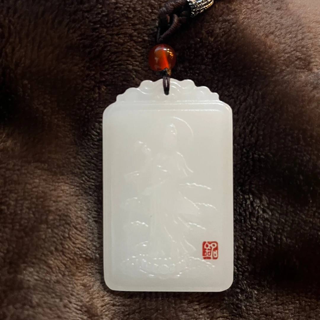 非金属吊坠 930专属 白 玉观音吊坠牌配绳子C900024