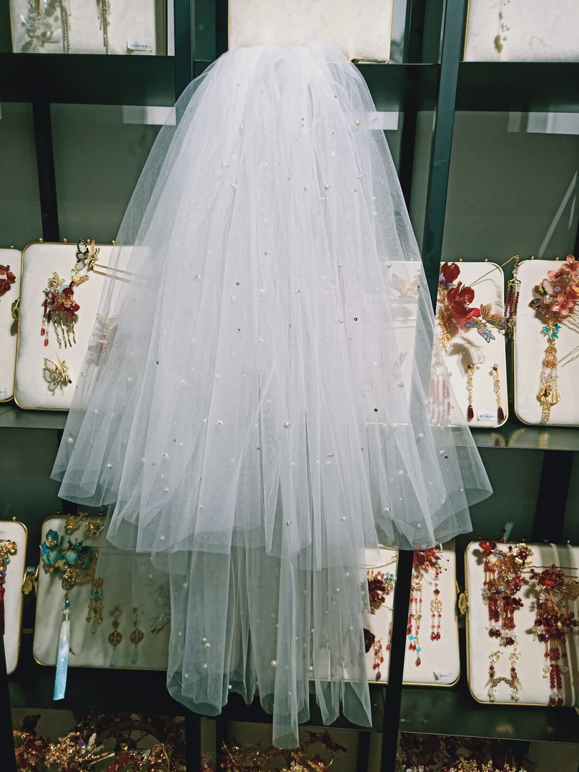 2024新款韩式新娘结婚头纱头饰超仙森系写真婚纱旅拍双层拍照头纱