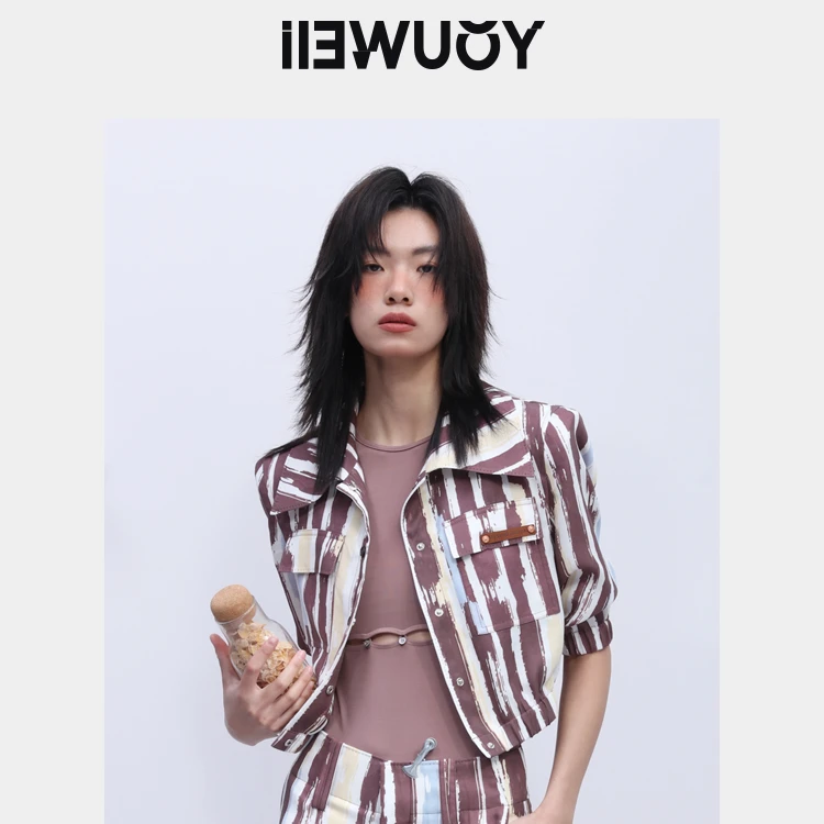 有尾YOUWEI湿感春季牛仔长袖小众短款短夹克Y2323211外套
