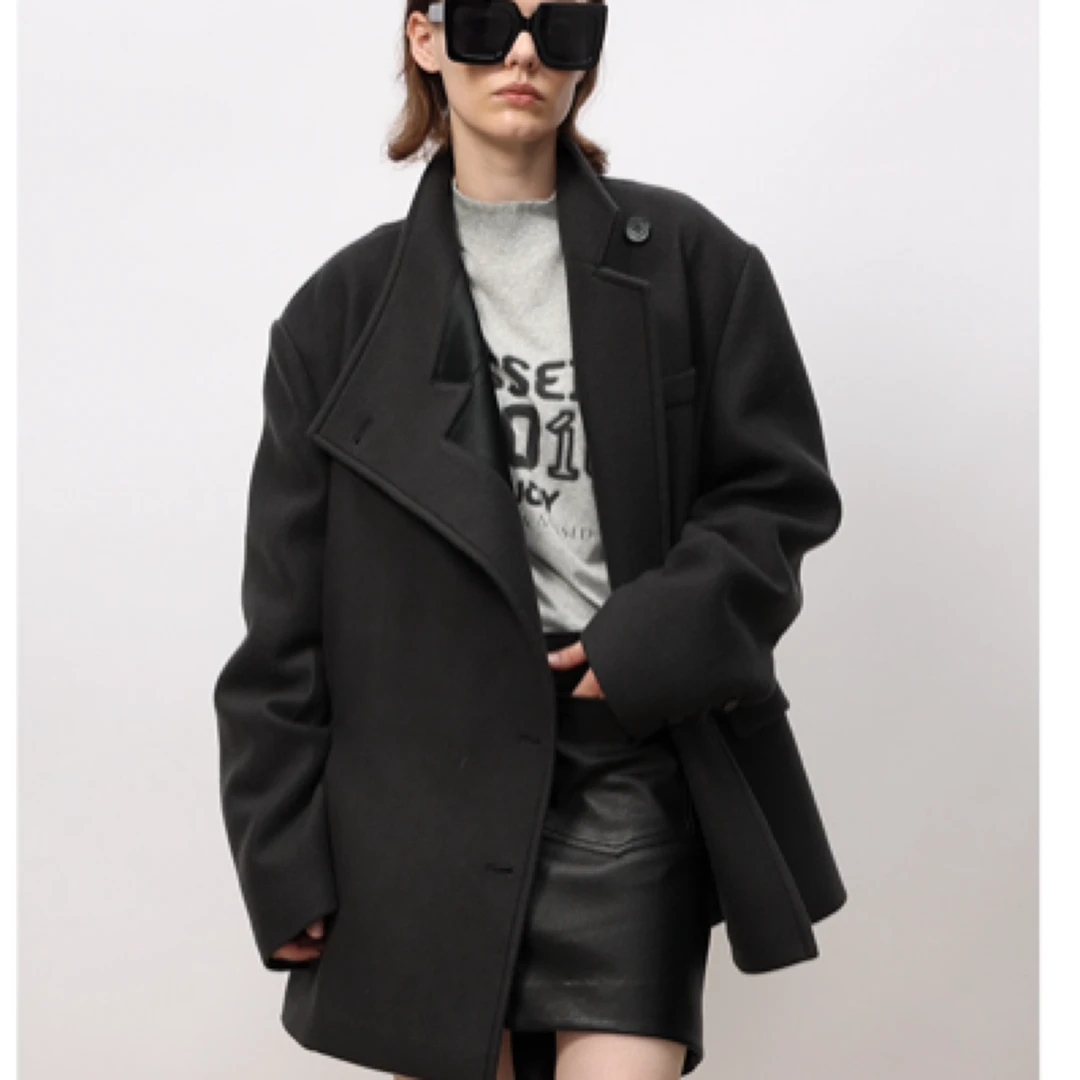 有尾YOUWEI秋冬中长款小众设计感10号摇粒绒西装式外套Y2523403