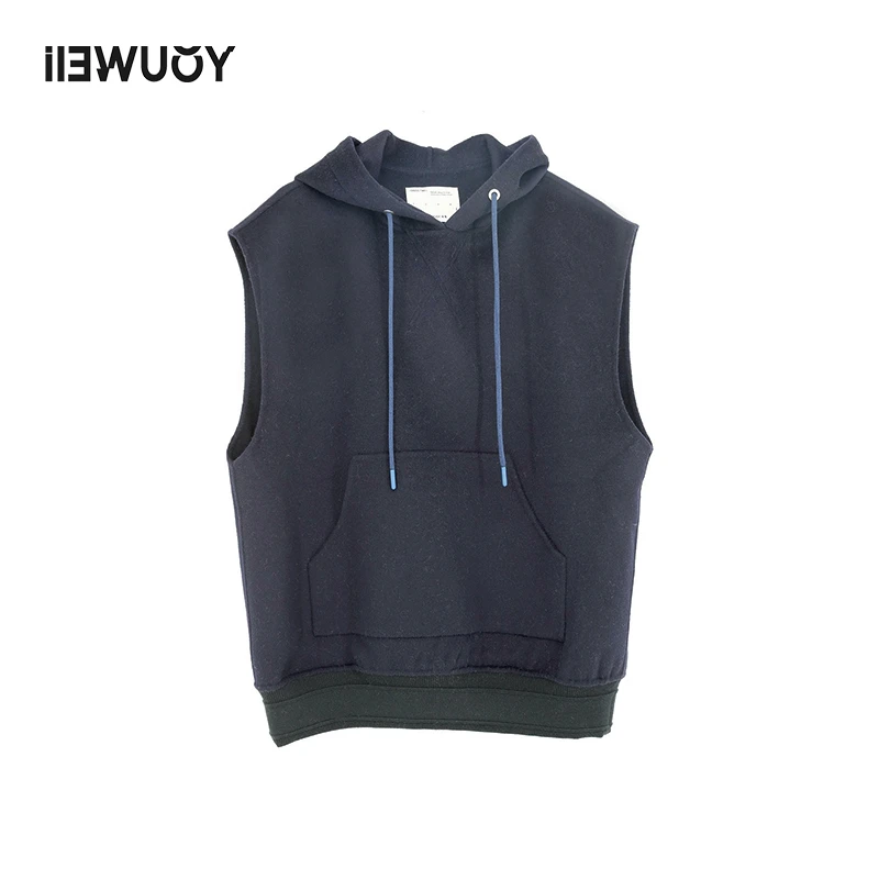 有尾YOUWEI春夏双面呢连帽加绒带帽背心Y3422409运动针织时尚