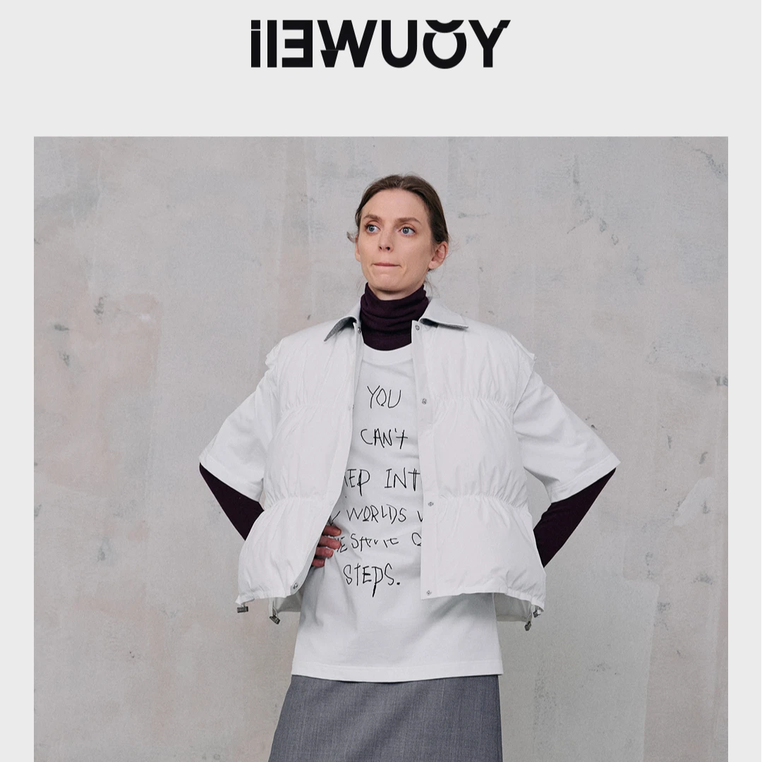 有尾YOUWEI侧缝系绳冬季羽绒马甲Y3624401运动白色短款休闲保暖