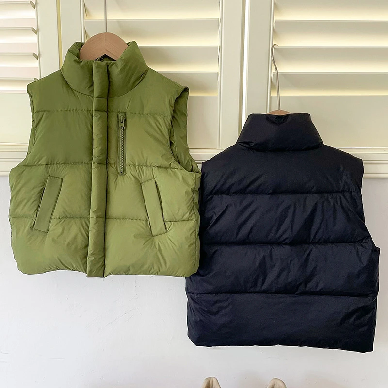 2023年新款韩版儿童羽绒马甲秋冬加厚防水背心男童女童立领坎肩
