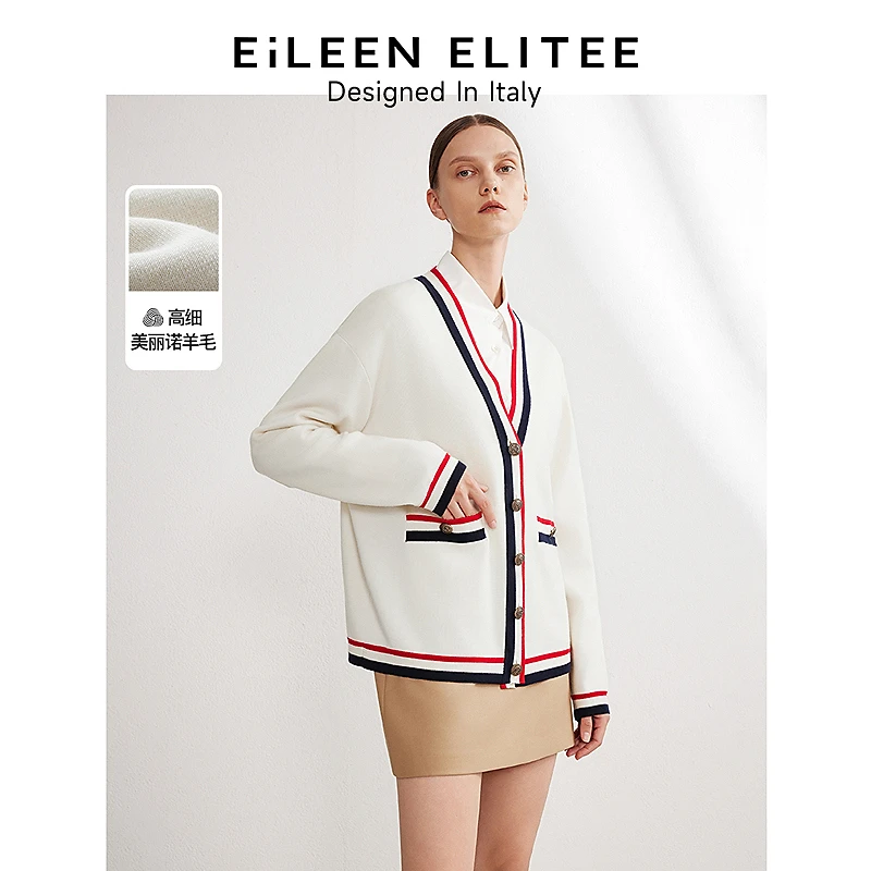 朗姿欧洲EiLEEN ELITEE法式开衫外套女士2024春新款毛针织衫