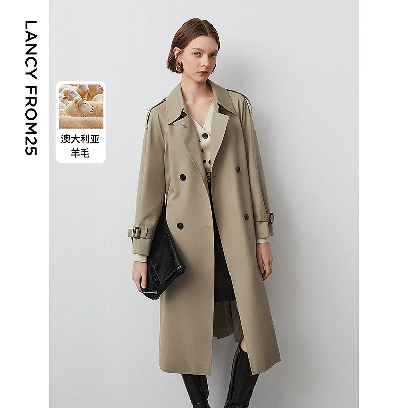 【Basic衣橱】朗姿时尚复古中长款风衣外套法式设计感秋季女新款
