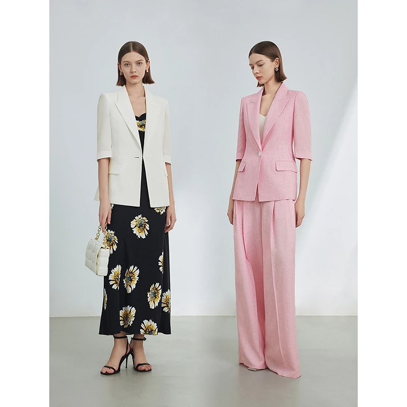 朗姿法式设计感休闲气质高级感外套女2024年夏季新款职业西服西装