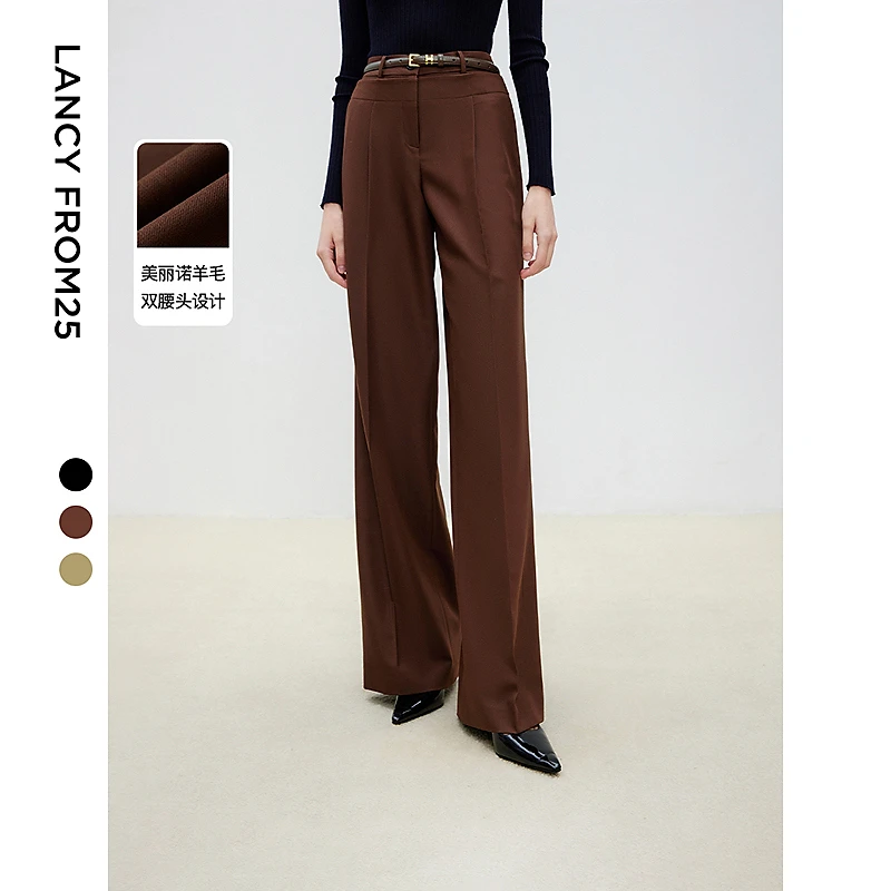 欧若智性风朗姿商务通勤职业直筒裤2024冬新款休闲黑色西装裤女