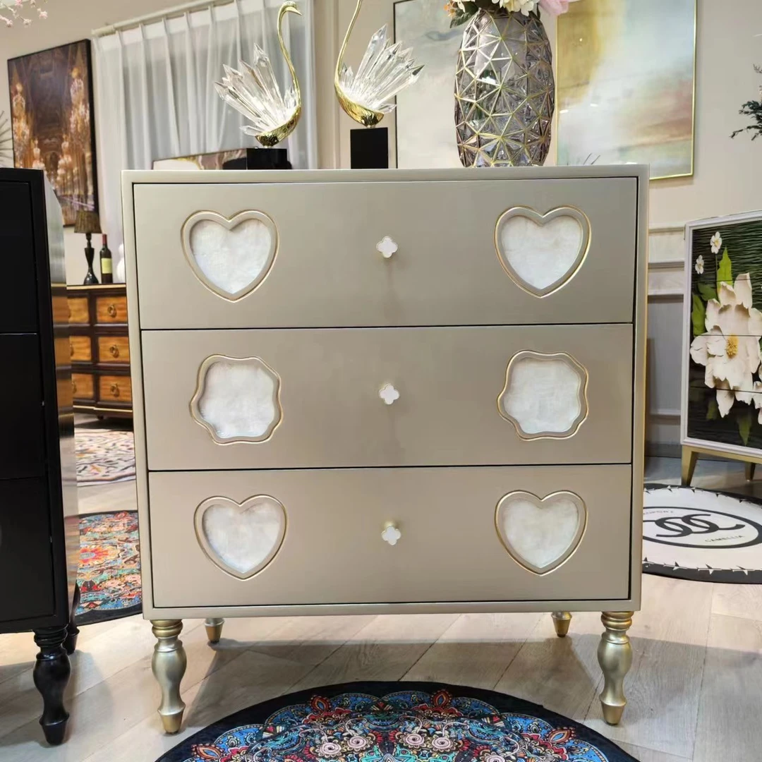 【喜悦家具】小香风爱心贝壳三斗柜（800*400*900）