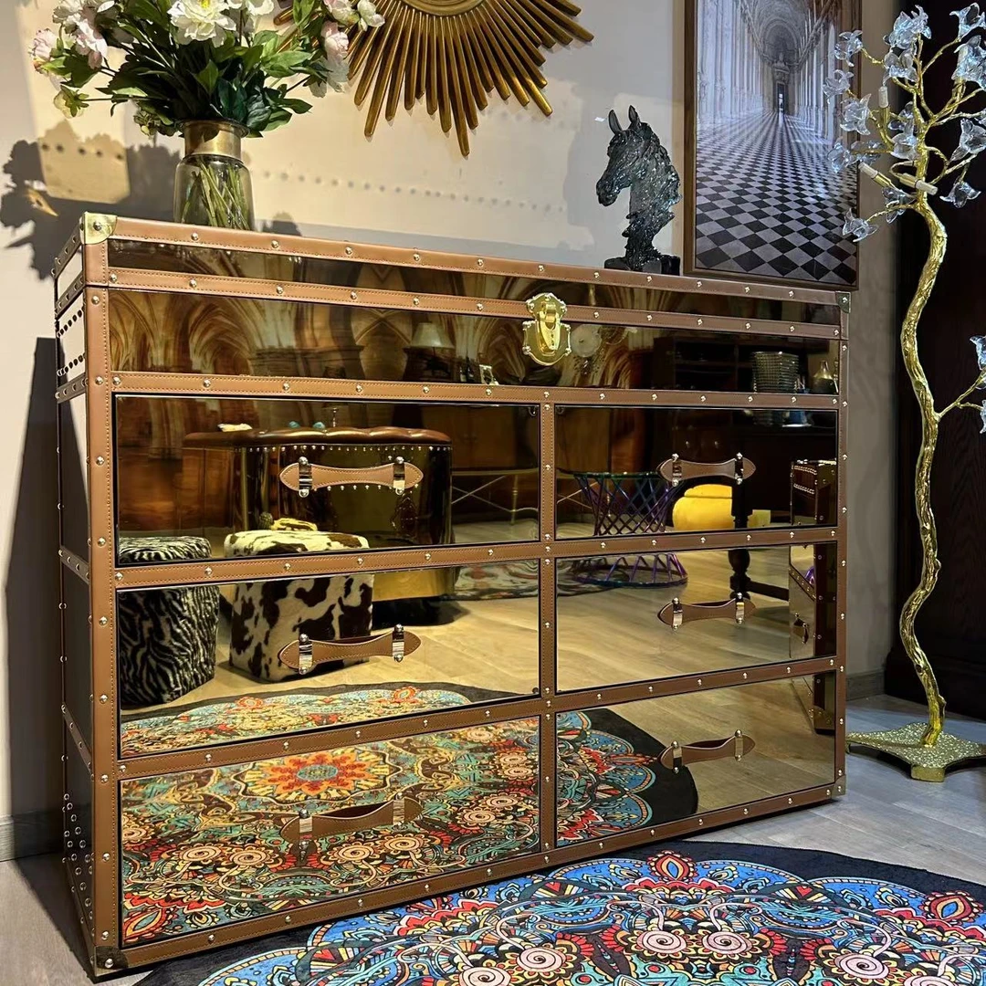 【喜悦家具】8K镜面轻奢斗柜翻盖珠宝柜 1400x400x1020 开盖1330