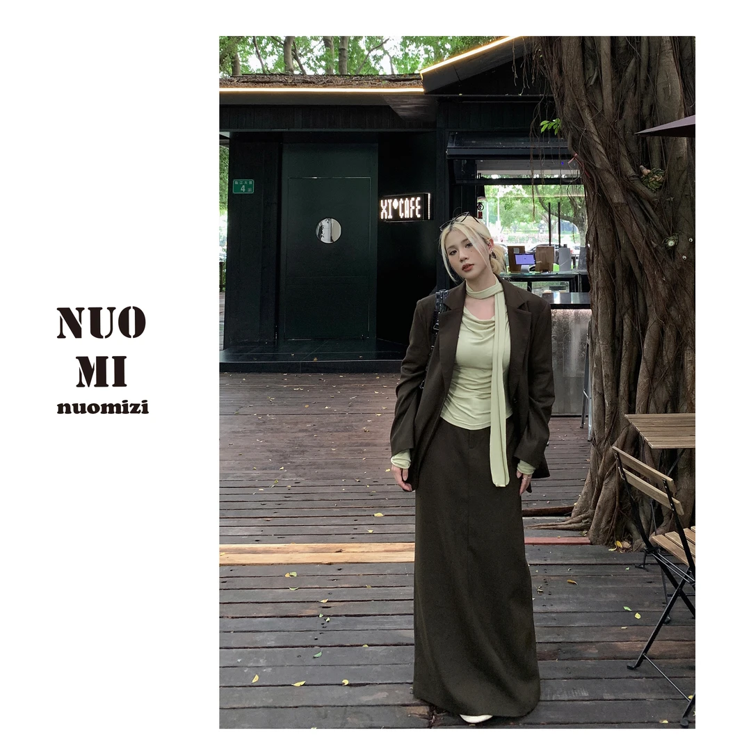 ZOZ糯米子【秋日苍翠半裙】韩系时尚高腰气质半身裙