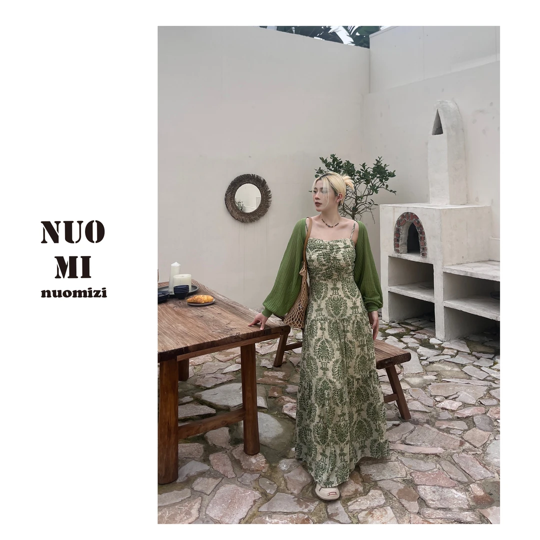 ZOZ糯米子【绿野仙踪】 多巴胺法式绿野仙踪碎花吊带连衣裙