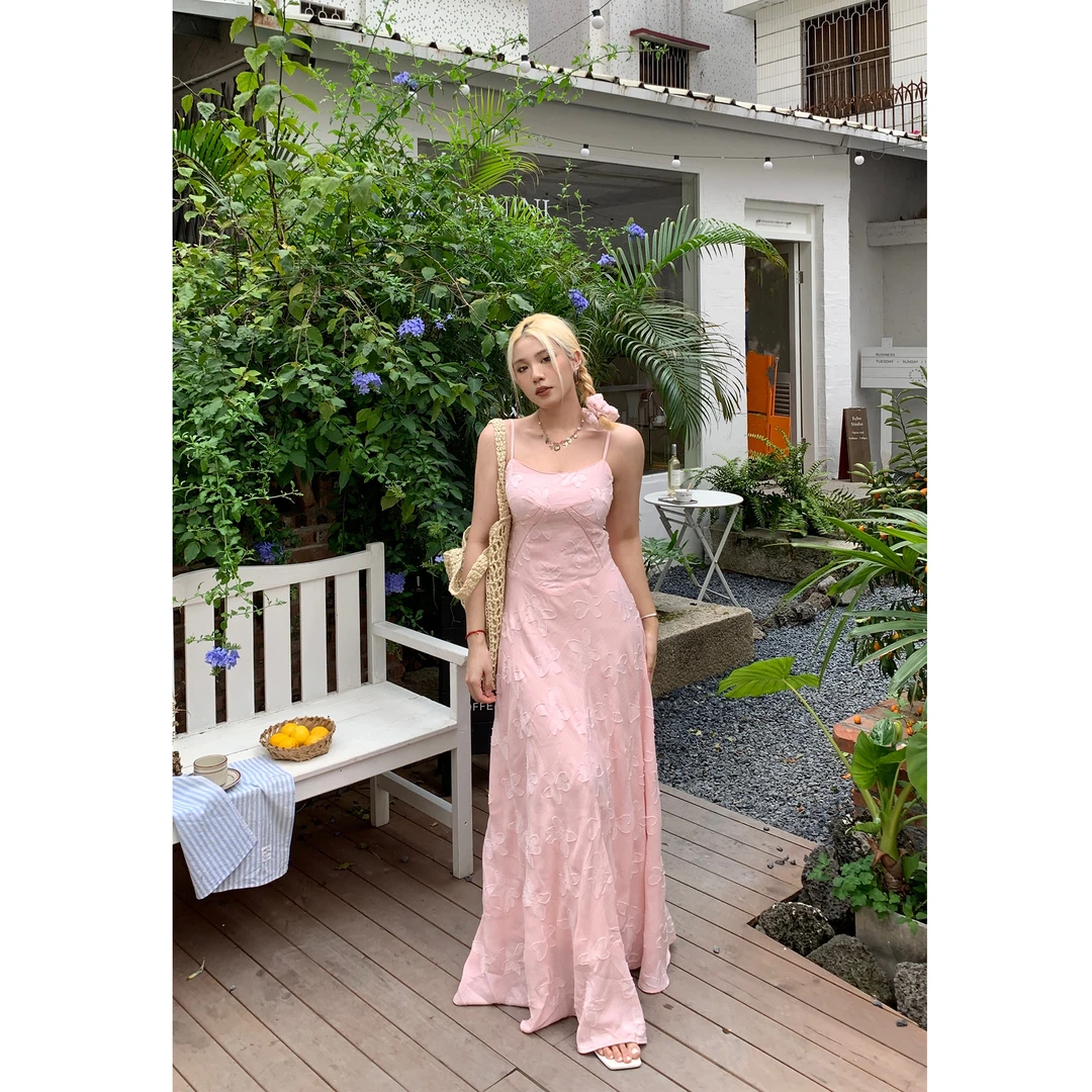 ZOZ糯米子 【黑杏恋人】 重工法式气质高级感蝴蝶吊带连衣裙女