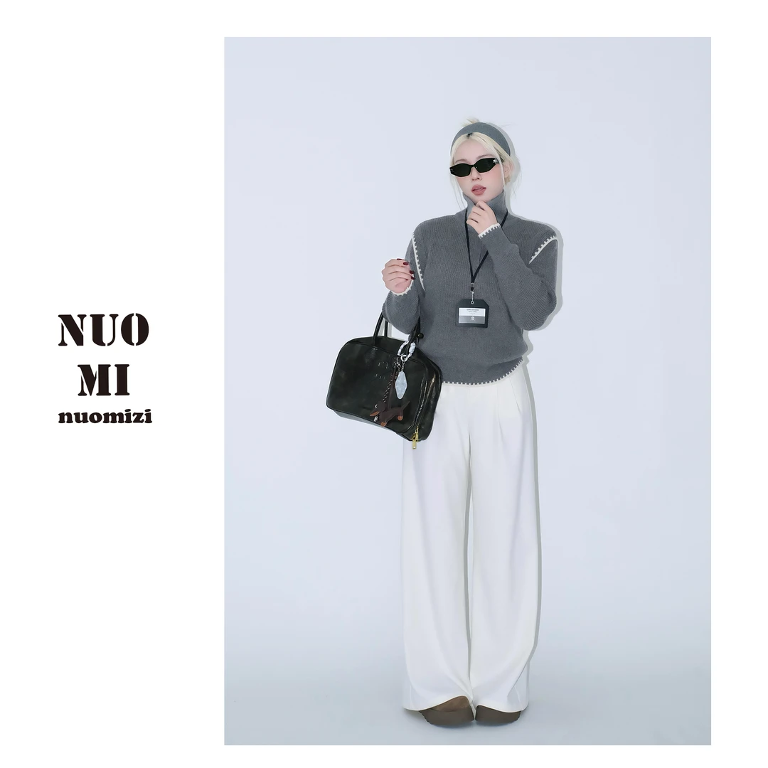 ZOZ糯米子[遛弯秘籍]微胖女装高级感高腰显瘦阔腿时尚休闲裤子女