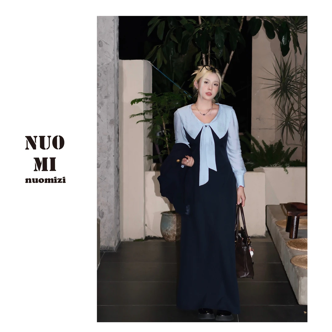 ZOZ糯米子[乖乖女]女装法式长袖连衣裙新款女秋季收腰显瘦长裙子