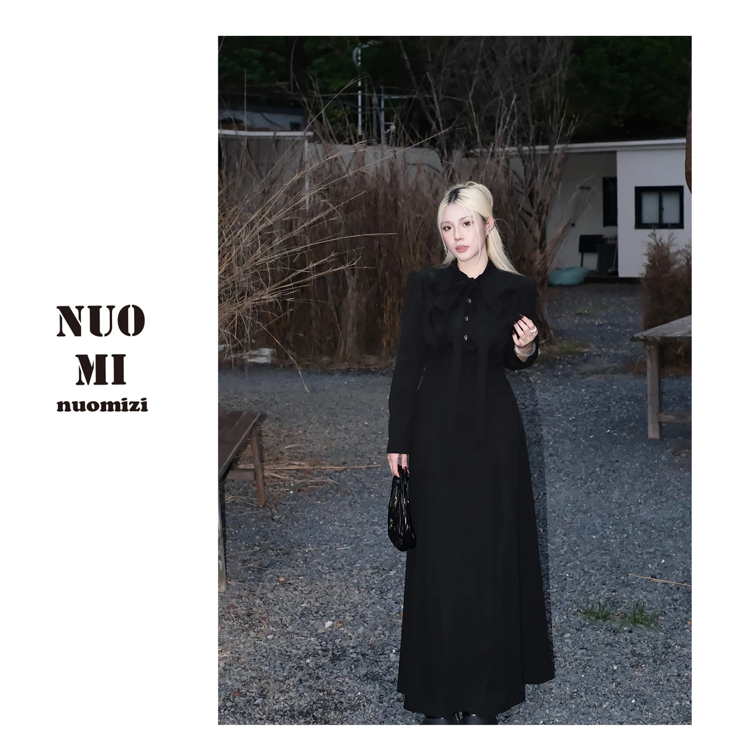 ZOZ糯米子[晚安公主]修身显瘦设计感赫本风瘦腰高级秋冬连衣裙