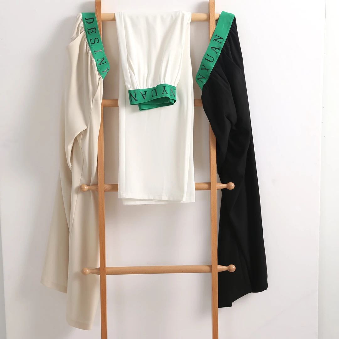 H-0399  柜货！清凉夏日女士时尚百搭高腰松紧腰垂感宽松休闲裤