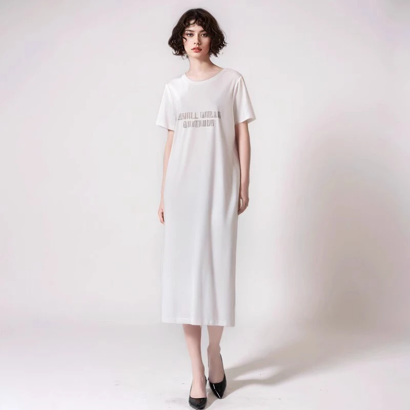 16067！ 柜货！夏季新款短袖宽松显瘦运动风中长连衣裙