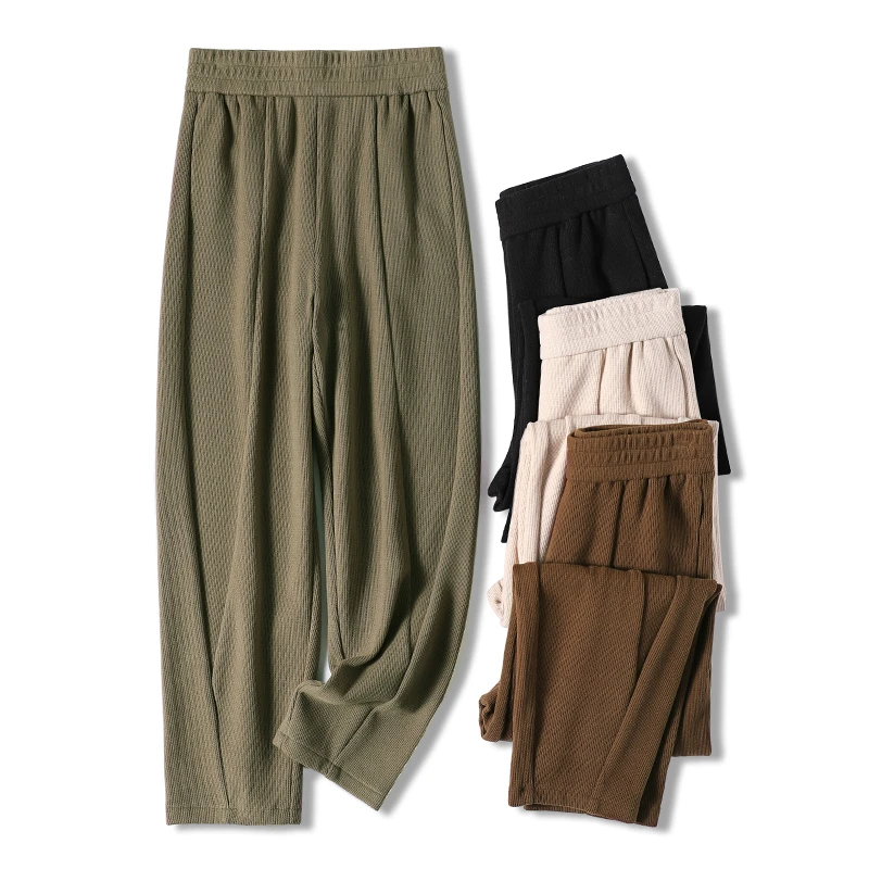 9667  版型超赞！柔软舒适！女式时尚秋冬显高显瘦华夫格休闲裤