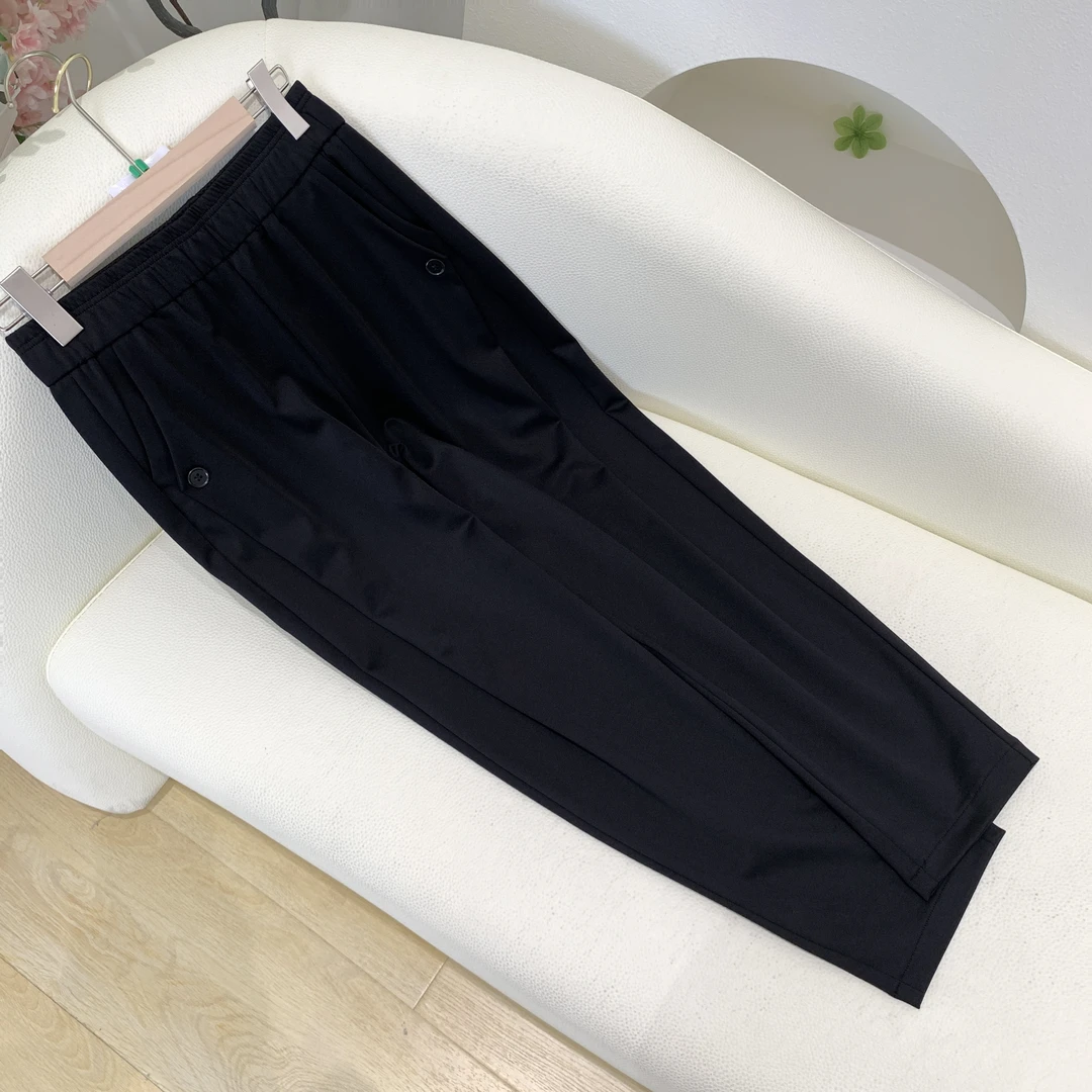 59907 版型超赞！挺阔有形显瘦显腿长！女式春秋松紧腰黑色休闲裤