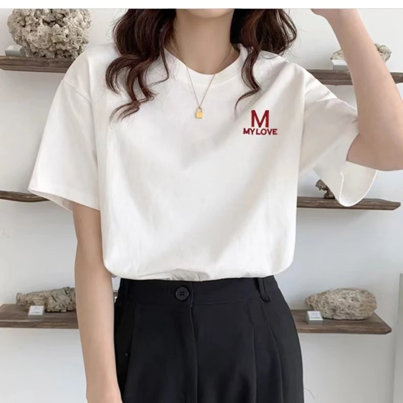 A-0991 【好品质100棉】  女式夏季减龄简约百搭100棉短袖T恤