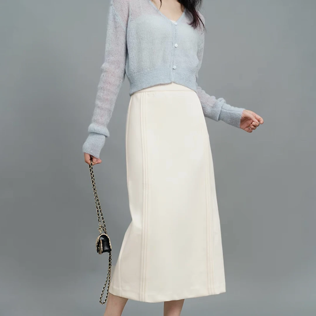 9577 上身超有气质！精剪！时尚高腰！女式秋冬中长款半身裙
