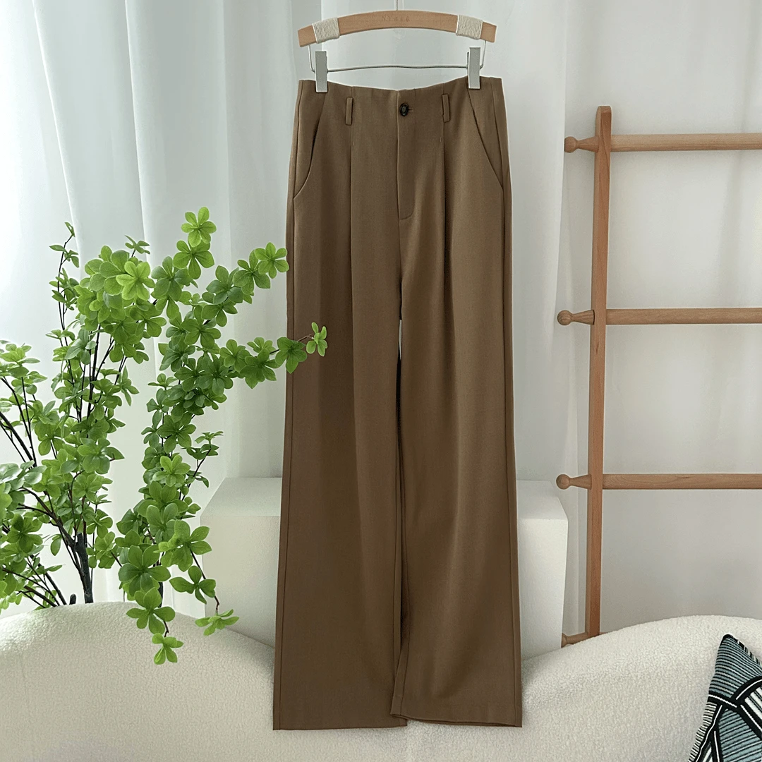 9535 品质柜货！精裁！女士阔腿裤高腰显瘦垂感休闲裤