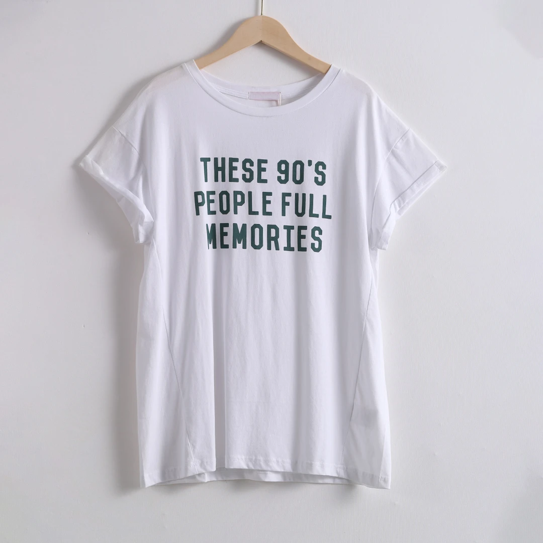 73039  休闲百搭！ 女式夏季纯色字母显瘦简约短袖T恤