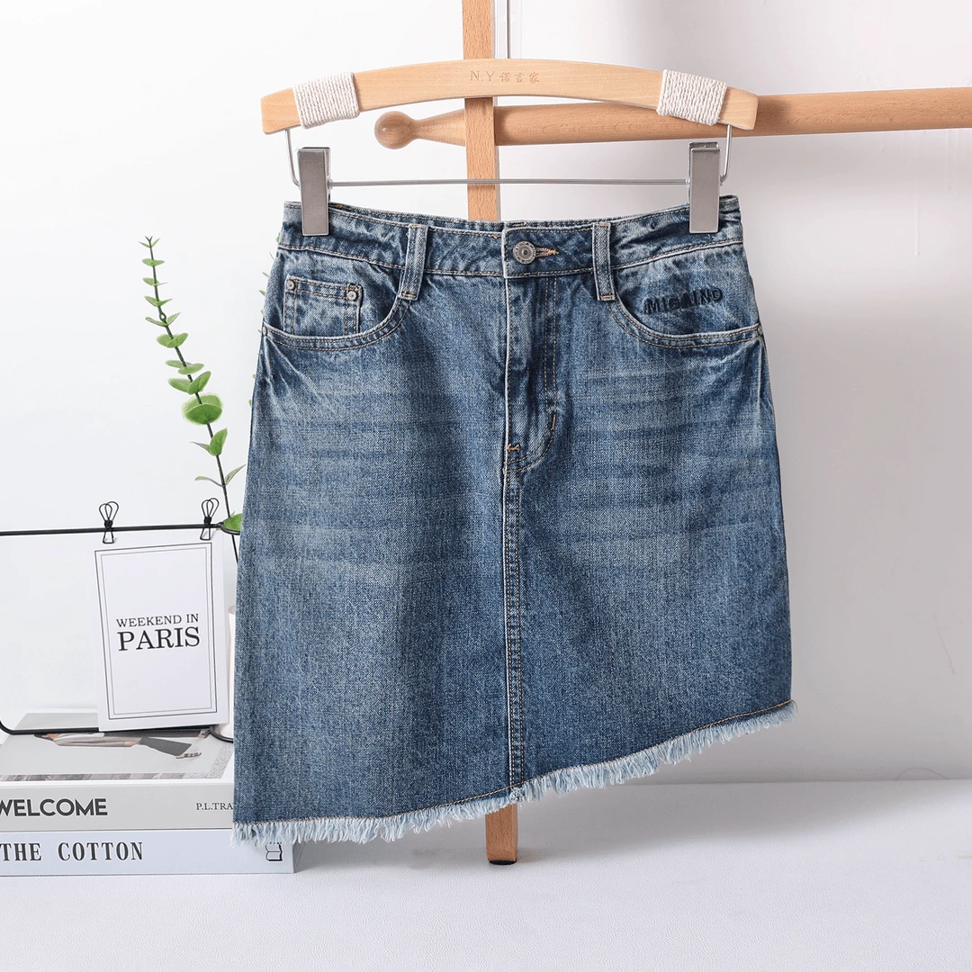 A-028 柜货！女士夏日时尚百搭不规则牛仔中裙