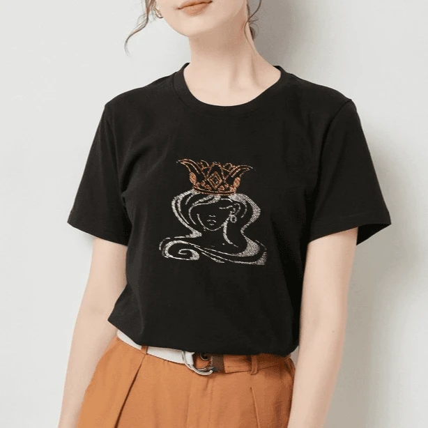 1118【100亲肤棉T 】女士夏季气质烫钻超百搭！棉短袖T恤