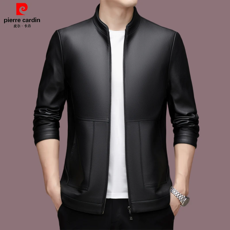 【皮尔卡丹官方正品】男士秋冬皮衣时尚休闲高档棒球领皮夹克中青年