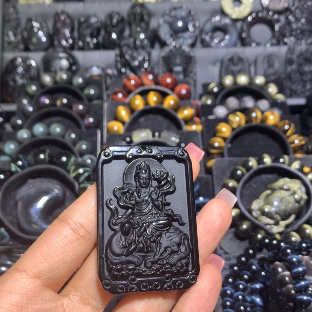 【闪购商品】黑曜岩吊坠(赠链)未镶嵌四***—