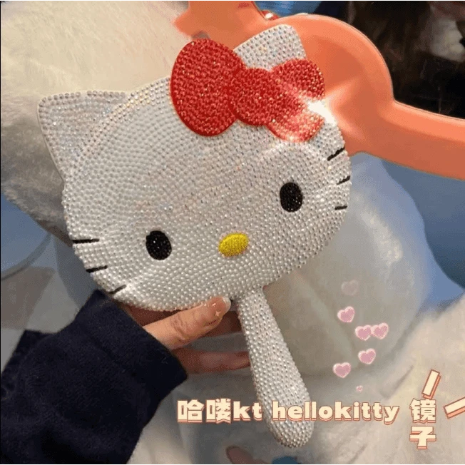 凯蒂猫手柄镜子贴钻材料包送闺蜜女朋友生日礼物网红化妆镜子J150