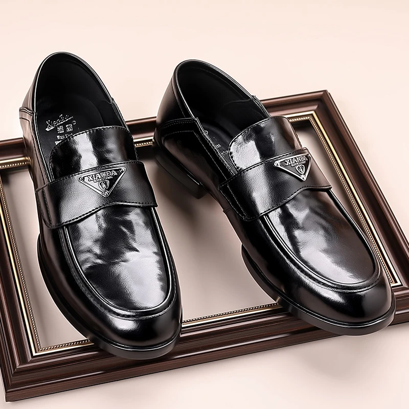 22913男士一脚蹬皮鞋男时尚商务正装英伦牛皮休闲豆豆乐福男鞋