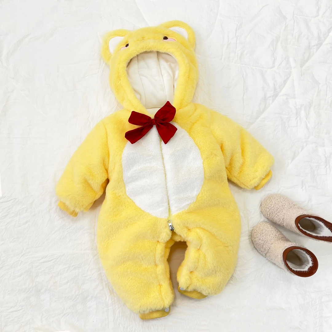 c【优选】婴儿冬季毛毛衣加厚加保暖翅膀皮卡丘连体衣新生爬服冬sy