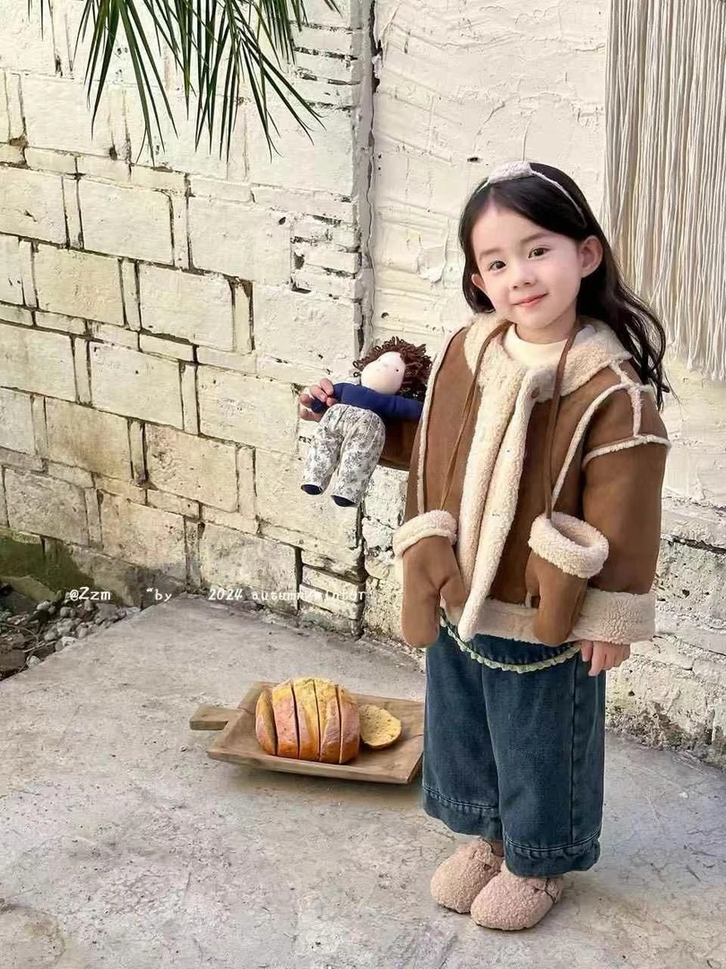 【新疆包邮】1新款儿童带手套皮毛一体加绒外套009