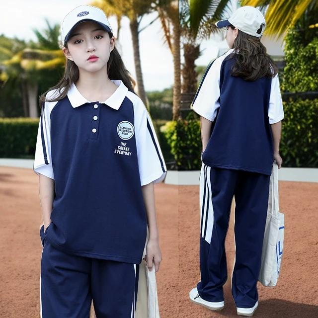 2024女童夏季运动服夏装大童时尚休闲套装宽松童装新款中大童衣服