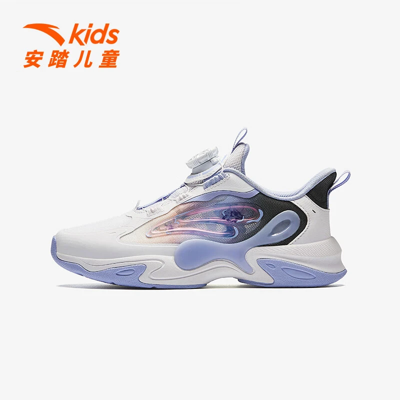 【蝶翼】安踏儿童新款女童透气运动鞋中大童防滑纽扣跑鞋322428807