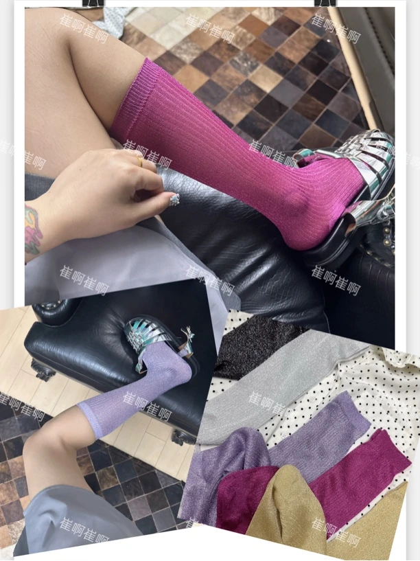 CCS微闪薄丝小腿女潮袜百搭高级轻奢品质ins设计师穿搭街拍网红