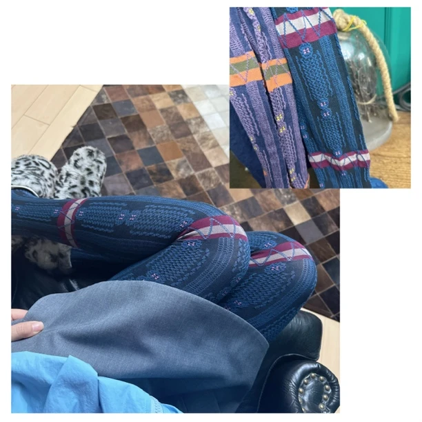 针织复古撞色打底连裤袜百搭高级轻奢品质ins设计师穿搭街拍网红
