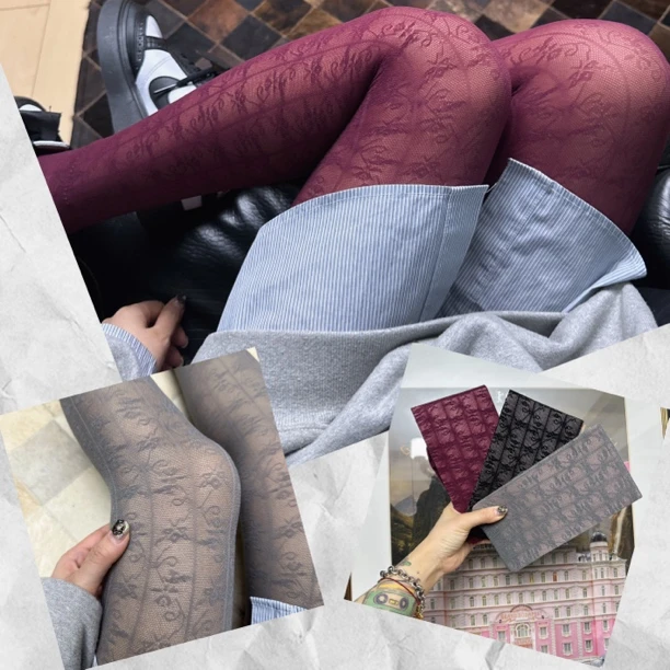 CCS薄蕾丝花图案打底裤连裤袜百搭高级品质ins设计穿搭街拍网红