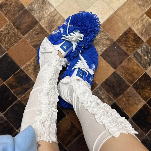 花边开叉腿套百搭高级轻奢品质ins设计师穿搭街拍网红