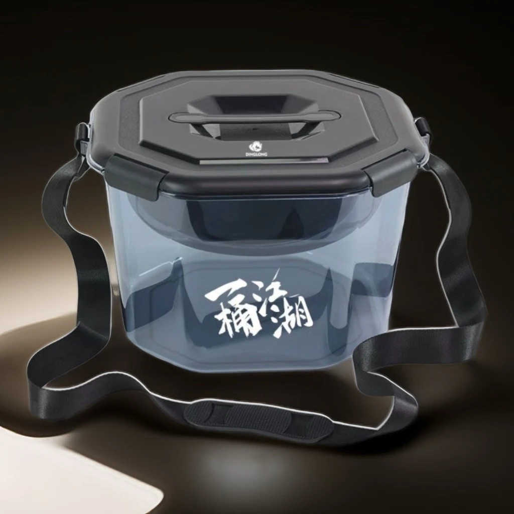 多功能开饵桶带盖磨砂散炮钓鱼饵盆盘拉鱼食鲢鳙鱼饵料盆加厚不沾