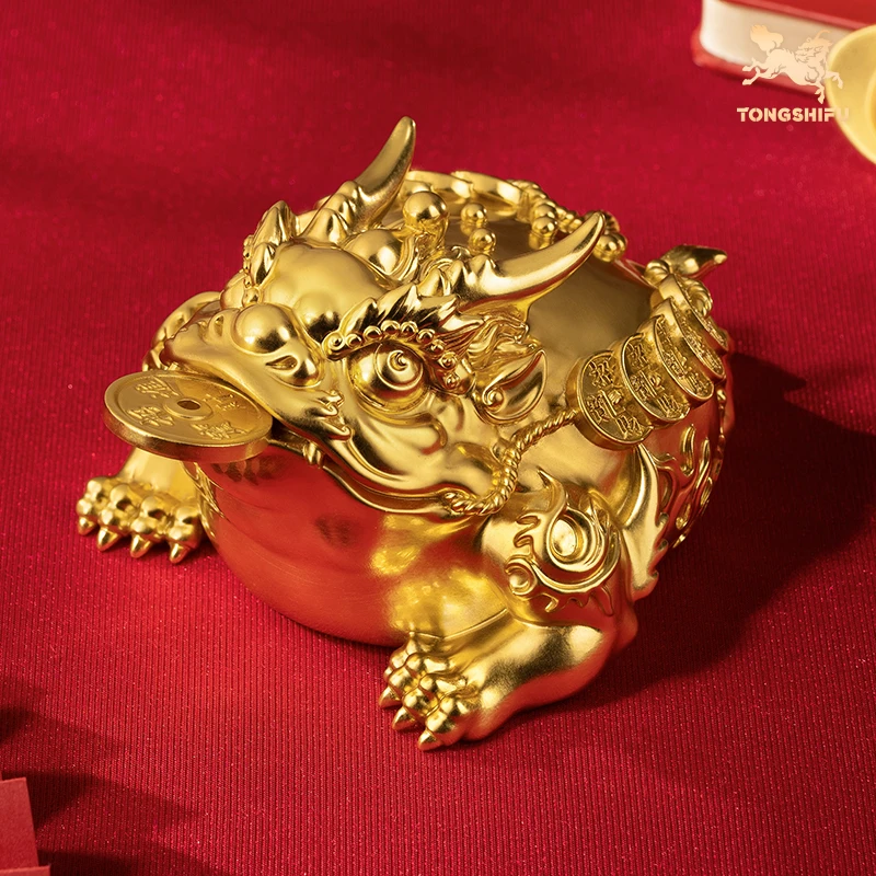 铜师傅《勇猛金蟾（小号）》0.6Kg×1件玄关桌面铜摆件 家居装饰工艺品