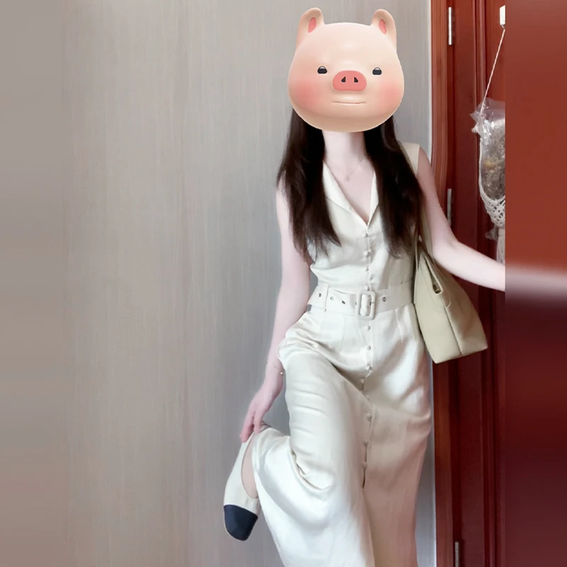 法式气质无袖高级轻奢连衣裙子夏2024新款设计独特长裙3774