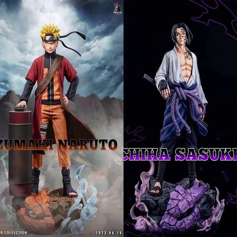 火影忍者 仙人鸣人 咒印佐助 两个打包发两个 带底台 卷轴 草薙剑