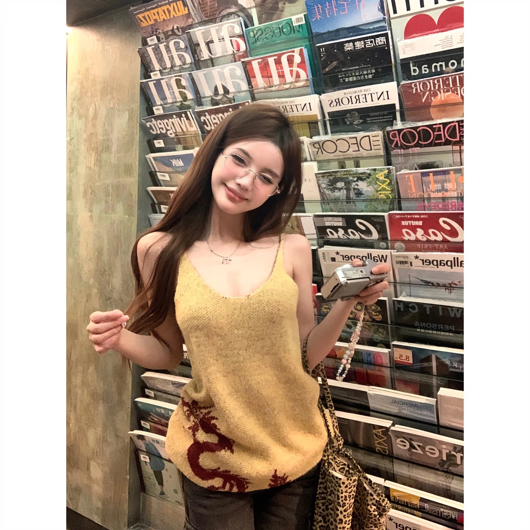 时尚设计感夏季新款慵懒风百搭背心女无袖叠穿外搭宽松性感背心女